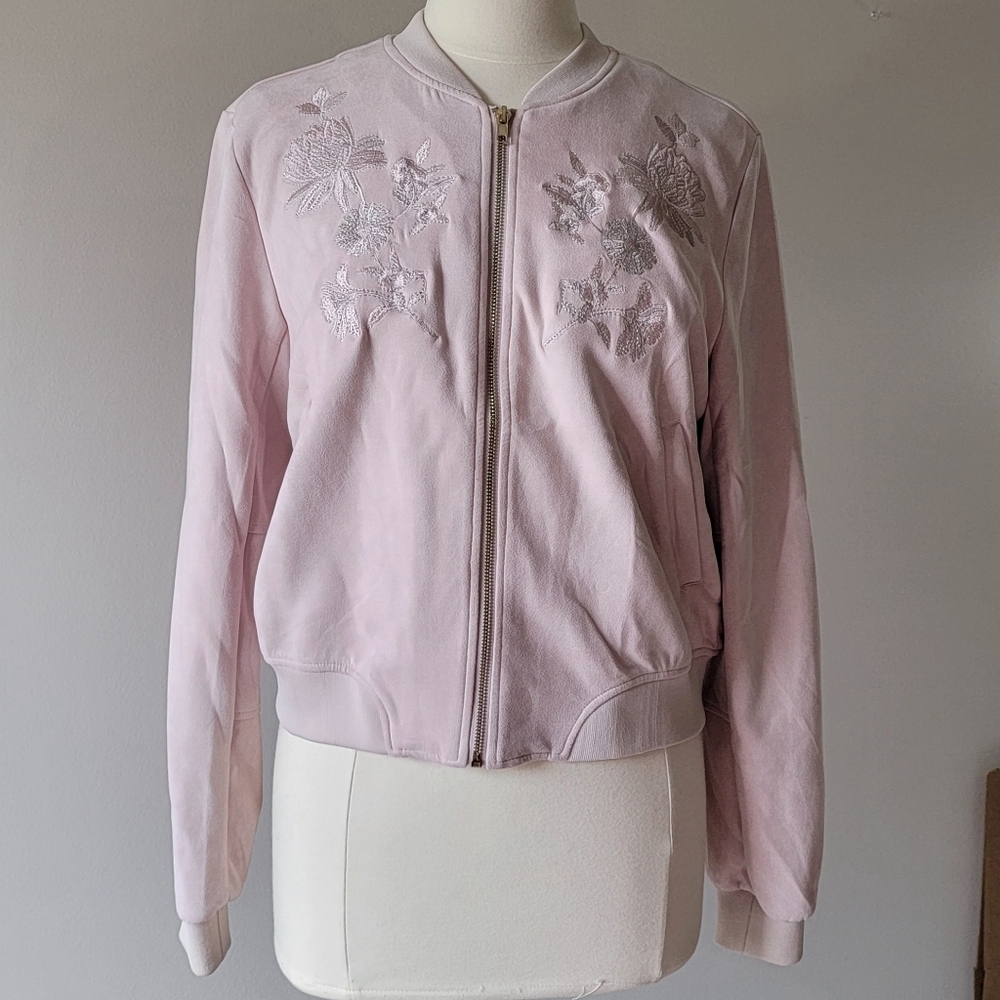 Solitaire Light Pink Floral Bomber Jacket